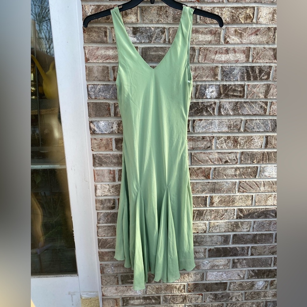 Vintage 90s/Y2K Green Beaded Fairycore Asymmetrical Dress NWTs Size Small - Picture 8 of 16